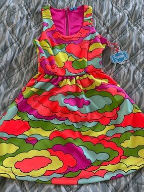 4 for $45 🌸 Nanette Lepore Neon Floral-Cloud Print Dress in Hot Pink and Lime